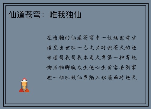 仙道苍穹：唯我独仙
